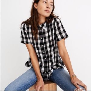Madewell Ruffle Hem Buffalo Check Blouse